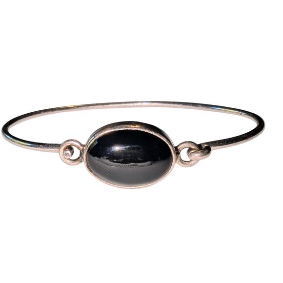 Sterling Silver Stamped OTC MX Onyx Modern Minimalist Bracelet 7.5 inches - Picture 5 of 9